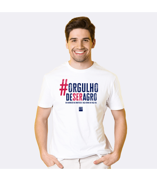 Camiseta-Branca-Orgulho-Ser-Agro-Masculina---Frente Camiseta-Branca-Orgulho-Ser-Agro-Masculina---Frente